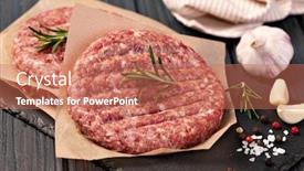 Presentation with ground beef - Amazing PPT layouts having raw-ground-beef-meat-burger backdrop and a coral colored foreground