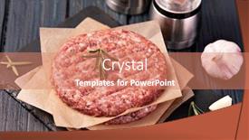  Presentation with ground beef - Colorful presentation theme enhanced with raw-ground-beef-meat-burger backdrop and a coral colored foreground