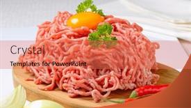 Presentation with egg - Cool new PPT theme with raw ground pork and egg yolk backdrop and a coral colored foreground