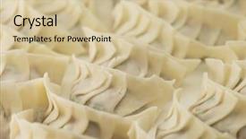  Presentation with asian dumplings in broth bowl - Presentation design consisting of raw gyoza dumplings ready for cooking making asian dumplings shallow depth of field background and a soft green colored foreground