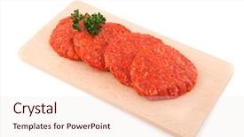  Presentation with wooden - Audience pleasing slides consisting of raw hamburgers with parsley backdrop and a lemonade colored foreground