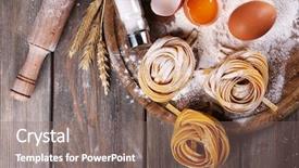  Presentation with pasta - Slide deck consisting of italian cooking - raw homemade pasta and ingredients background and a gray colored foreground