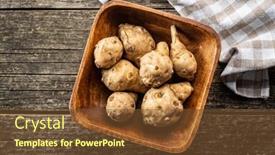  Presentation with jerusalem - Presentation design having raw-jerusalem-artichoke-topinambur-vegetable background and a tawny brown colored foreground