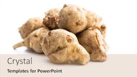  Presentation with jerusalem - PPT theme enhanced with raw-jerusalem-artichoke-topinambur-vegetable background and a coral colored foreground