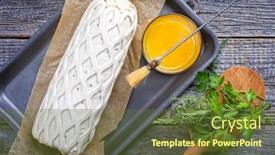  Presentation with puff pastry - Cool new slide deck with steak as piece in puff backdrop and a tawny brown colored foreground