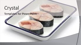  Presentation with king - Slide set featuring raw-king-mackerel-slices background and a light gray colored foreground