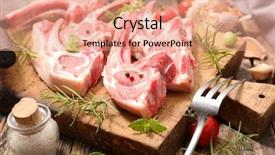  Presentation with garlic - Colorful presentation design enhanced with raw lamb chop with rosemary and garlic backdrop and a coral colored foreground