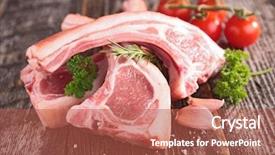  Presentation with raw meat - Presentation theme having raw lamb chop background and a red colored foreground