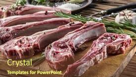  Presentation with garlic - Beautiful PPT layouts featuring raw-lamb-chops-with-garlic backdrop and a tawny brown colored foreground