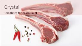  Presentation with raw meat - Presentation theme featuring raw-lamb-meat-on-light background and a coral colored foreground
