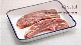  Presentation with butcher - Slide set having raw-lamb-shoulder-chops background and a  colored foreground
