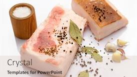  Presentation with fat - PPT theme with raw-lard-two-pieces background and a soft green colored foreground