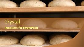  Presentation with bakery - Presentation theme with raw loaves of bread on shelves in bakery background and a tawny brown colored foreground