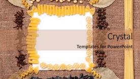  Presentation with macaroni - Colorful presentation enhanced with blank placard for text recipe backdrop and a coral colored foreground