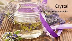  Presentation with lavender - Amazing presentation design having raw materials cosmetic - lavender oil backdrop and a lemonade colored foreground