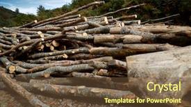  Presentation with forestry - Beautiful presentation design featuring raw materials product - forestry work in pyrenees france backdrop and a  colored foreground