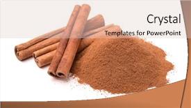  Presentation with cinnamon - PPT layouts having raw materials product - ground cinnamon and cinnamon sticks background and a lemonade colored foreground