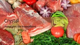  Presentation with raw meat - Beautiful slides featuring raw meat and vegetables backdrop and a coral colored foreground