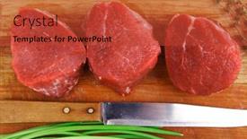  Presentation with fresh meat - Presentation design consisting of raw-meat-fresh-beef-fillet background and a  colored foreground