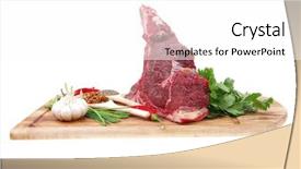  Presentation with pork rib - Audience pleasing PPT theme consisting of raw meat fresh beef pork big rib piece with garlic and green stuff on wood isolated over white background backdrop and a white colored foreground