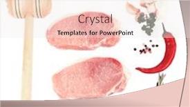  Presentation with raw meat - Slide deck having raw-meat-herbs-spices background and a sky blue colored foreground