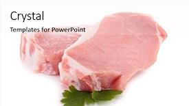  Presentation with raw meat - Cool new PPT theme with raw meat isolated on white backdrop and a sky blue colored foreground