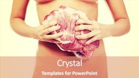  Presentation with protein - Theme having raw meat pork neck protein background and a  colored foreground