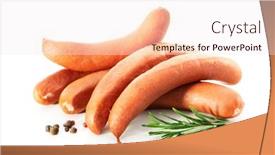  Presentation with raw meat - Theme with raw-meat-sausages-garnished background and a sky blue colored foreground