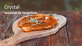  Presentation with barbecue - PPT theme consisting of raw meat with herbs and rosemary ready for barbecue background and a tawny brown colored foreground