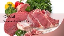  Presentation with raw meat - Cool new PPT theme with raw meat with vegetables backdrop and a coral colored foreground