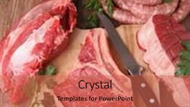  Presentation with raw meat - Beautiful PPT layouts featuring raw meat backdrop and a coral colored foreground
