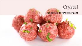 Presentation with meatball - Beautiful slide deck featuring raw-meatball-isolated-on-white backdrop and a coral colored foreground
