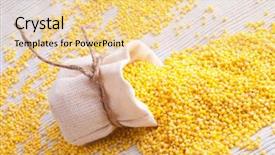  Presentation with millet - Slides enhanced with raw millet in small sack background and a blonde colored foreground
