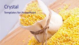  Presentation with millet - Theme enhanced with raw millet in small sack background and a sky blue colored foreground