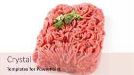  Presentation with herb - Theme having raw-minced-beef-with-herb background and a coral colored foreground