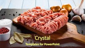  Presentation with cutting board - Amazing theme having raw minced pork on cutting backdrop and a tawny brown colored foreground