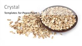  Presentation with oat - Presentation design featuring raw-oat-flakes-in-wooden background and a white colored foreground