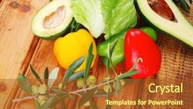  Presentation with fresh avocado - Theme consisting of raw olives over wood background and a red colored foreground