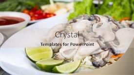  Presentation with oyster - Presentation design consisting of raw oyster background and a soft green colored foreground