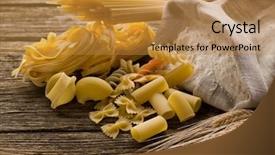  Presentation with ears - Beautiful slide deck featuring raw pasta with ears and flour on wood background backdrop and a gold colored foreground