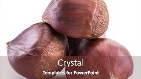  Presentation with fruits - PPT layouts featuring raw-peeled-edible-chestnut-fruits background and a tawny brown colored foreground