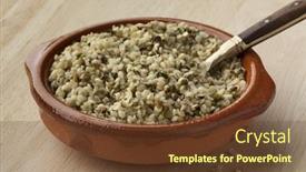  Presentation with hemp - Colorful presentation enhanced with raw-peeled-hemp-seeds backdrop and a tawny brown colored foreground