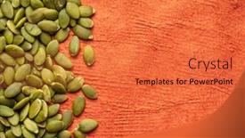  Presentation with pumpkin seeds - Colorful slide deck enhanced with raw-peeled-pumpkin-seeds backdrop and a red colored foreground