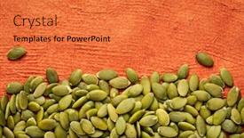  Presentation with pumpkin seeds - Amazing presentation theme having raw-peeled-pumpkin-seeds backdrop and a red colored foreground