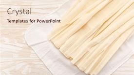  Presentation with dough - Presentation design having raw-phyllo-pastry-thin-filo background and a lemonade colored foreground