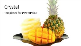  Presentation with pineapple - Theme enhanced with abrasivity - old vintage brick wall with background and a light gray colored foreground