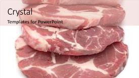  Presentation with raw meat dog - Amazing PPT theme having raw pork chop meat isolated backdrop and a coral colored foreground