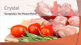  Presentation with kebab - Presentation with raw-pork-kebab-isolated background and a  colored foreground