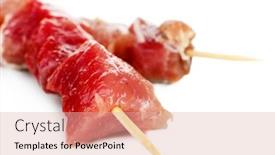  Presentation with kebab - Audience pleasing slide set consisting of raw-pork-kebab-isolated backdrop and a lemonade colored foreground