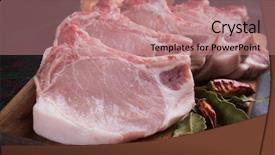 Presentation with grilling - Audience pleasing presentation consisting of raw pork loin chops pork backdrop and a coral colored foreground